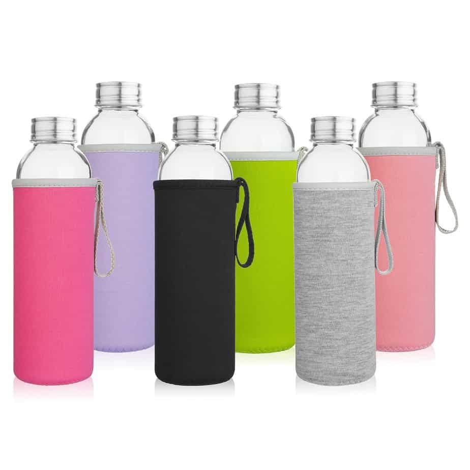 Otis Classic Glass Water Bottles 6-Pack Deluxe Set