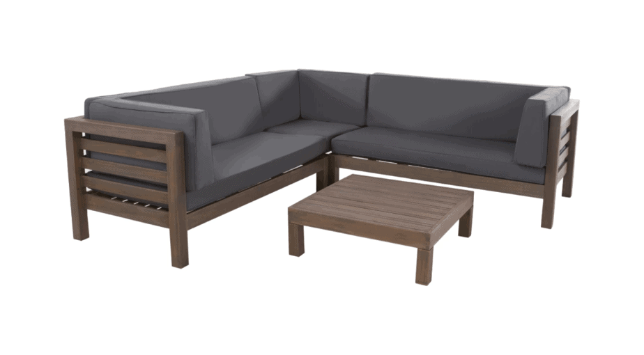 Oana 4-Piece Acacia Wood Patio Sectional Chat Set