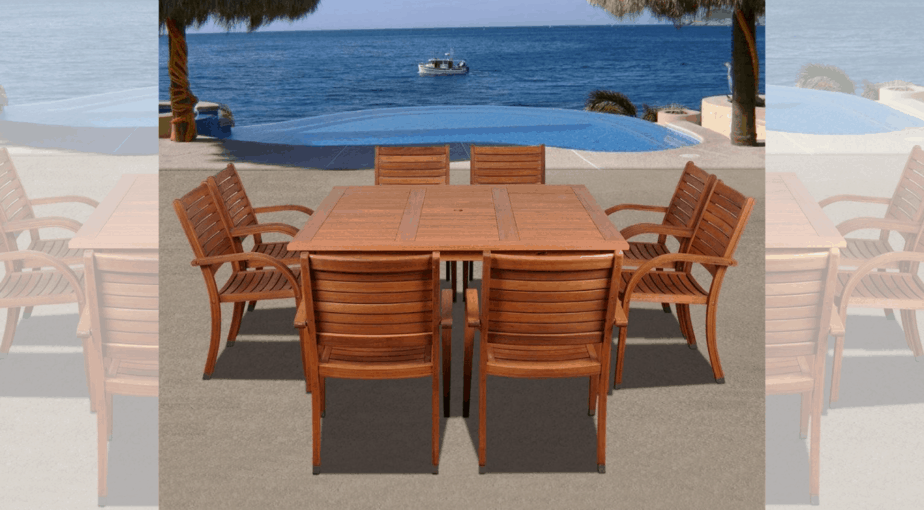 Arizona 9-Piece Eucalyptus Square Patio Dining Set