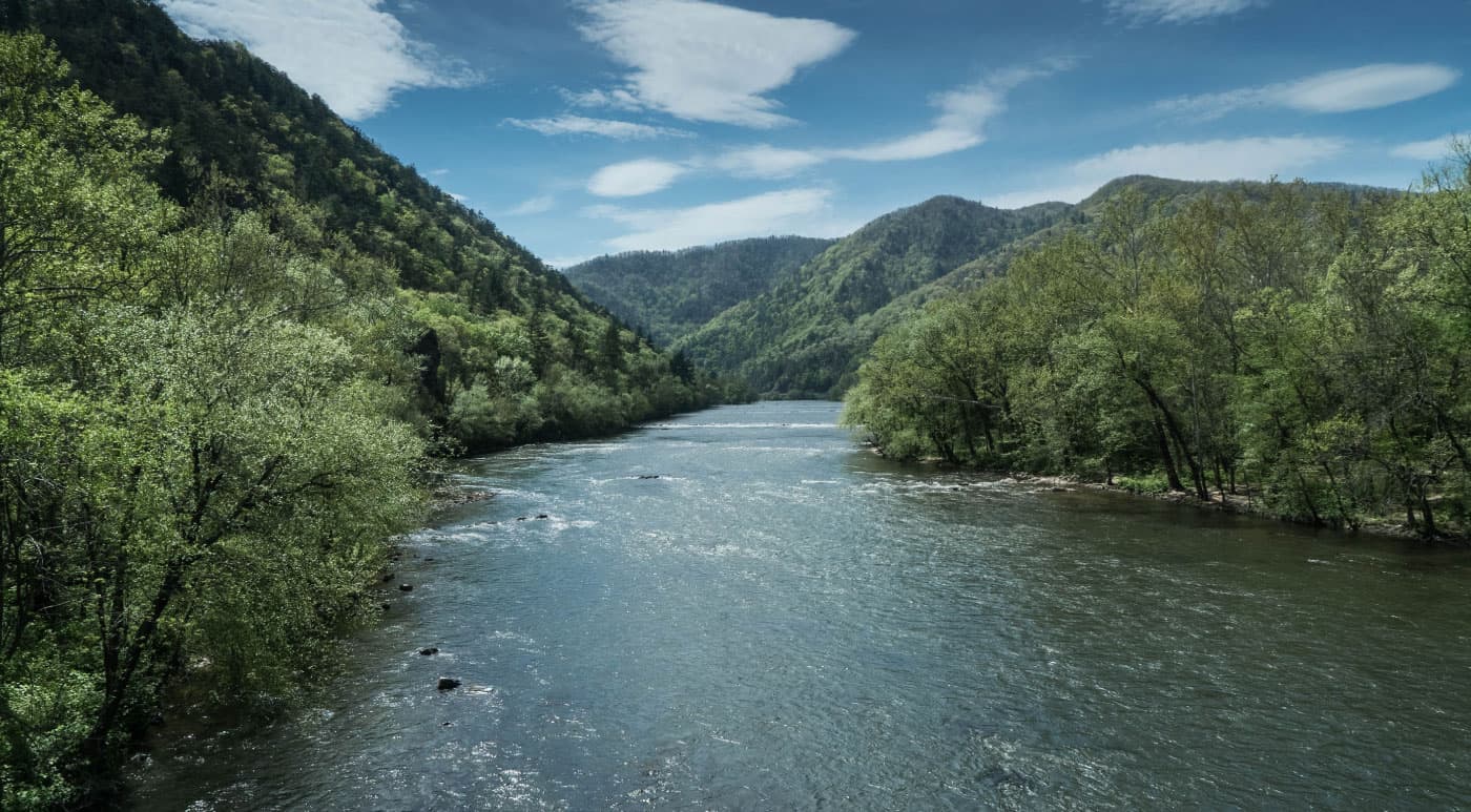 French Broad River offers great whitewater rafting through a National Park