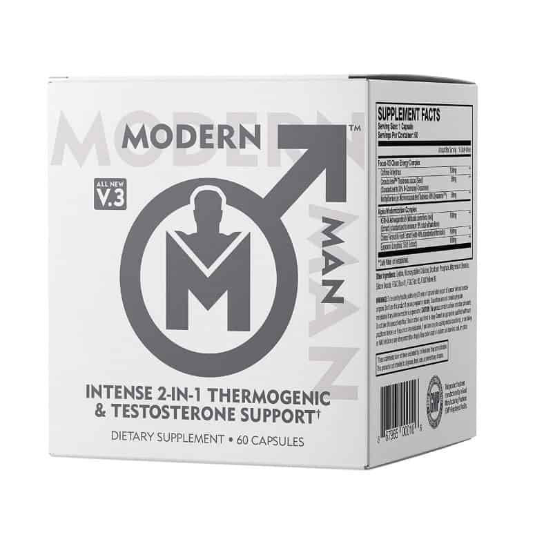Modern Man V3 Testosterone Booster + Thermogenic Fat Burner for Men