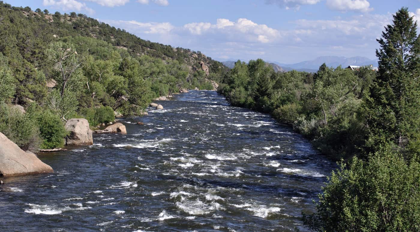 Arkansas River offers great whitewater rafting with a national park