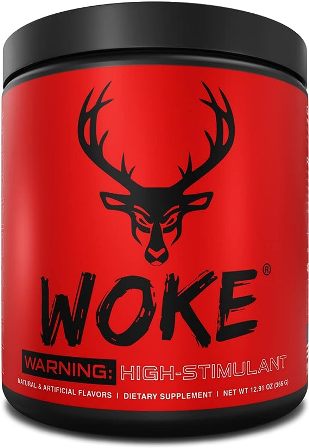 Woke Blood Raz flavored pre workout supplement