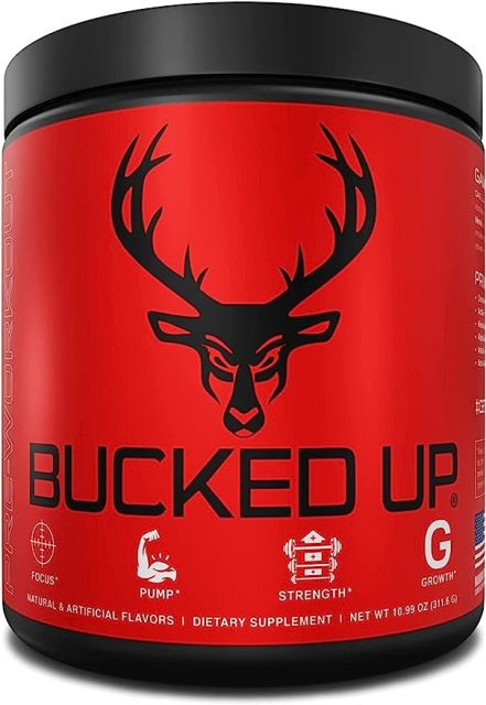 Bottle of Bucked Up Pre Workout Supplement
