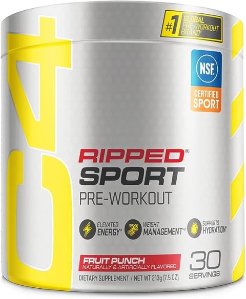 C4 Ripped Pre Workout supplement drink