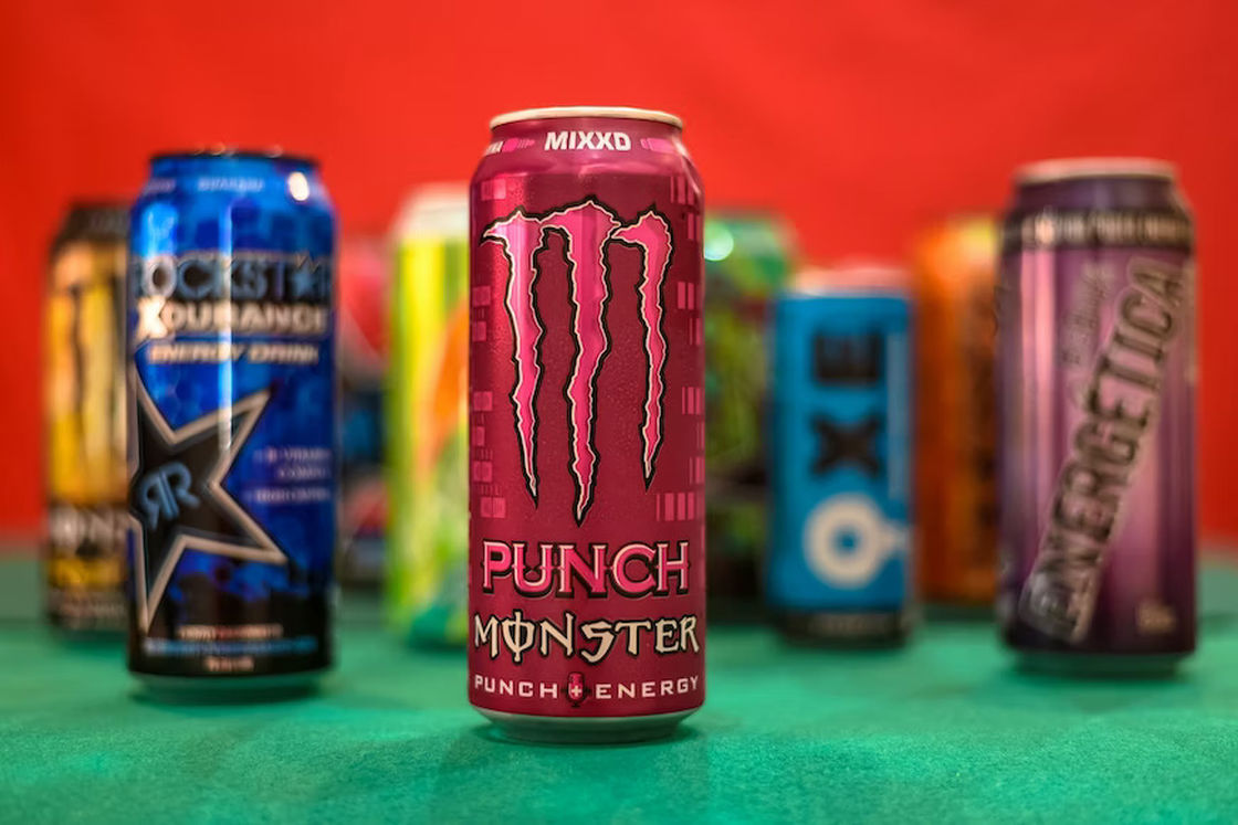 Punch Monster and other types of energy drink cans in the market