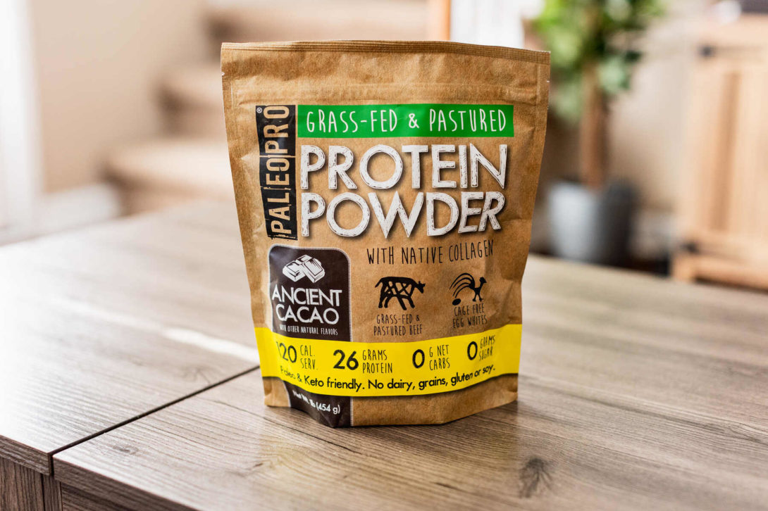 A bag of "PALEO PRO" Grass-Fed & Pastured Protein Powder with native collagen